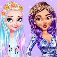 Princesses Colorful Braids And Pedicure game screenshot