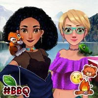 Jasmine and Rapunzel on Camping game screenshot